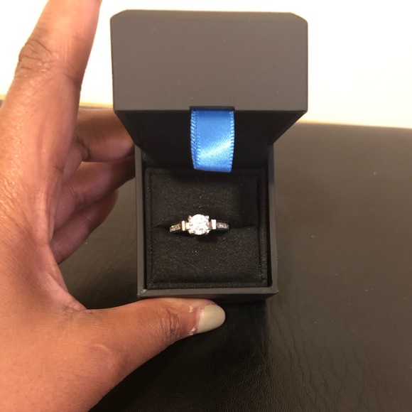 Silvertone Cubic Zirconia Ring, Size 6 - Picture 4 of 5